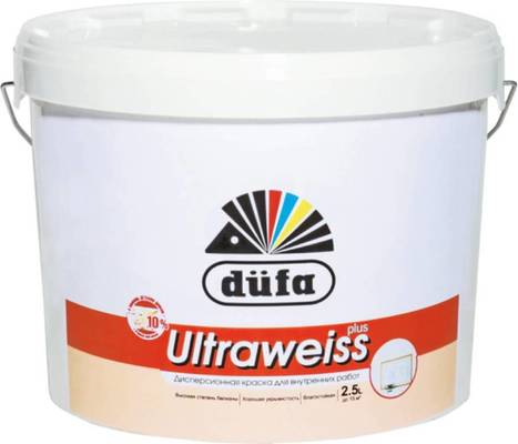 Краска ВД DUFA RETAIL ULTRAWEISS PLUS (10 л.) влагостойкая экономная для потолков и стен