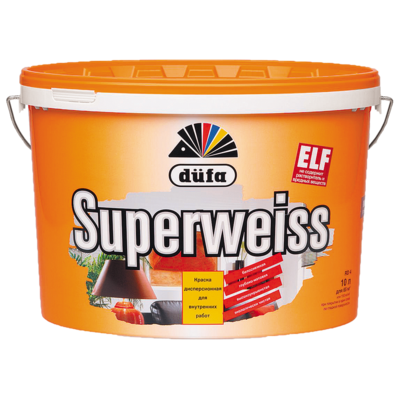 Краска ВД DUFA SUPERWEISS RD4 (10 л.) для потолка и стен супербелая матовая